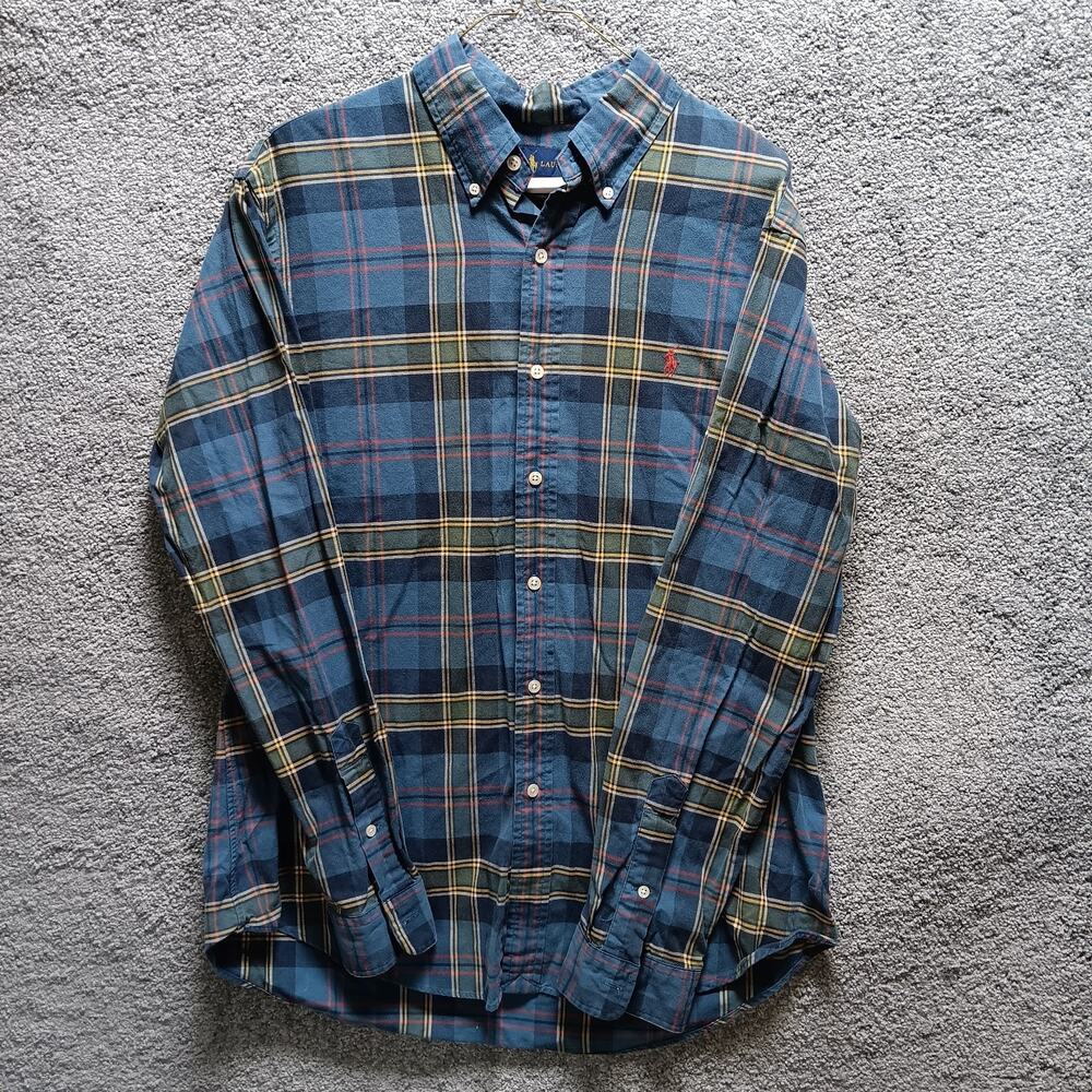 Ralph Lauren Men’s Blue Plaid Button Down Shirt Size Large